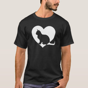 Cute Vintage Who Loves Cats Black Cat  White Heart T-Shirt