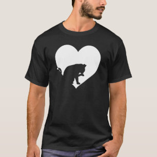 Cute Vintage Who Loves Cats Black Cat  White Heart T-Shirt