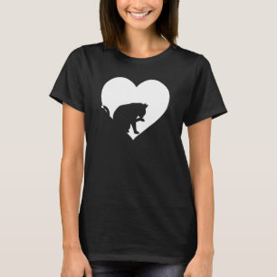 Cute Vintage Who Loves Cats Black Cat  White Heart T-Shirt
