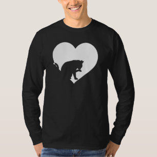 Cute Vintage Who Loves Cats Black Cat White Heart T-Shirt