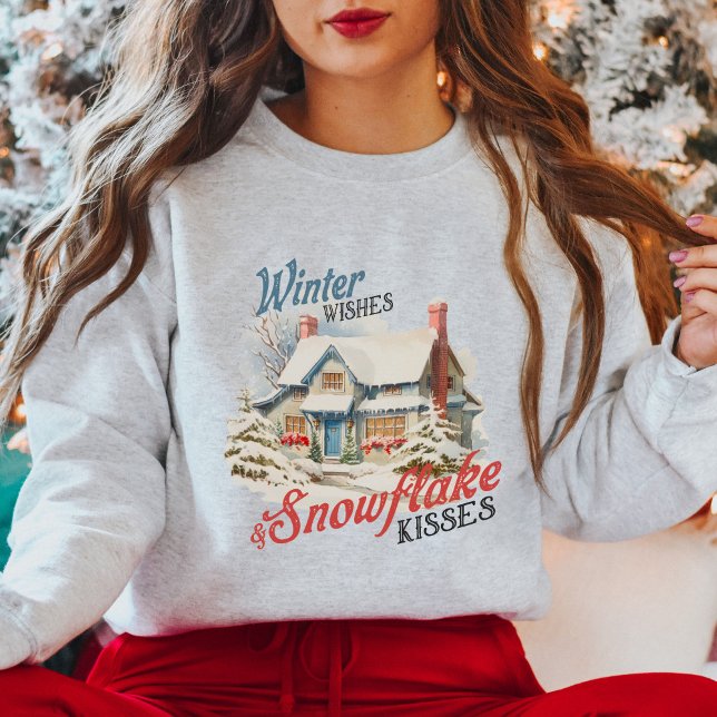 Cute Vintage Winter House Christmas Sweatshirt (Creator Uploaded)
