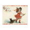 Cute Vintage Witch on Broom Halloween Postcard