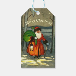 Cute Vintage Woodland Santa Gift Tags