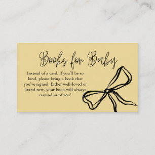 Cute Vintage Yellow Black Bow Books for Baby  Enclosure Card