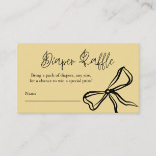 Cute Vintage Yellow Black Bow Diaper Raffle Enclosure Card