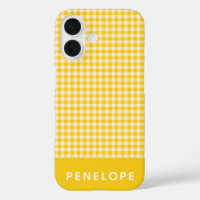 Cute Vintage Yellow Gingham Plaid Personalised