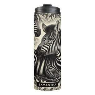 Cute Vintage Zebra Pattern Thermal Tumbler