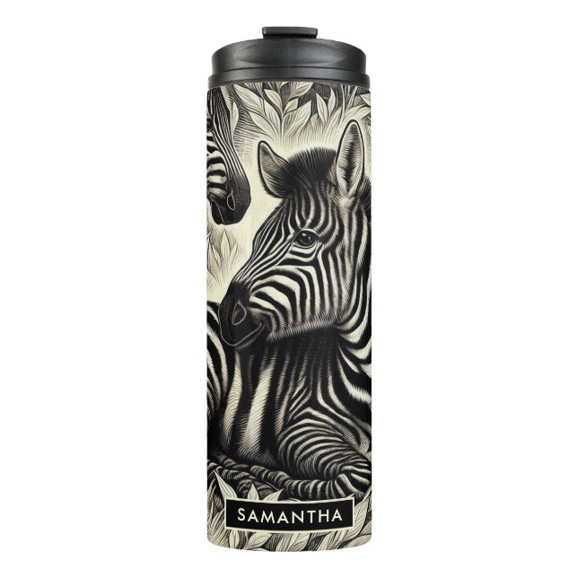Cute Vintage Zebra Pattern Thermal Tumbler (Front)