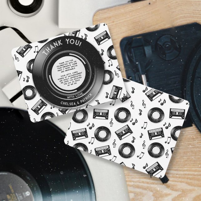 Cute Vinyl Record and Cassette Tape Retro Music   Thank You Card (Creator Uploaded)
