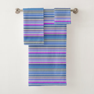 Cute violet blue stripes bath towel set