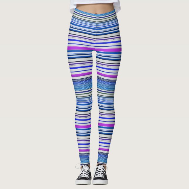 Cute violet blue stripes leggings (Front)