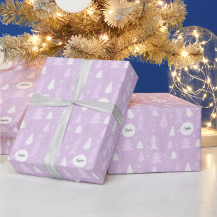 Cute violet Christmas trees Personalized Wrapping Paper