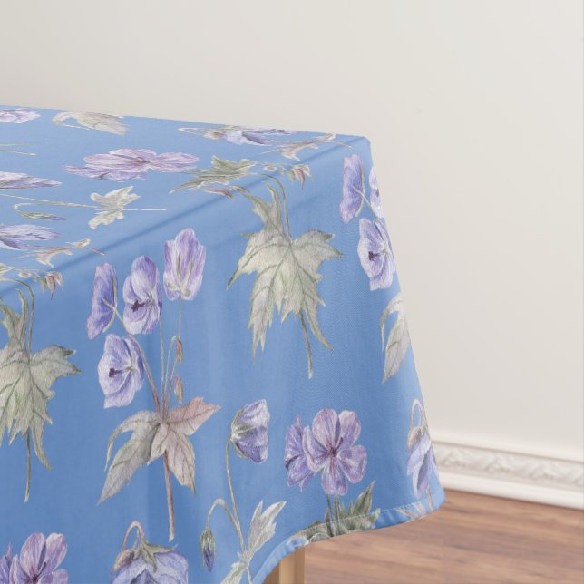 Cute Violet Floral Flower Girl Baby Shower Party Tablecloth (In Situ)