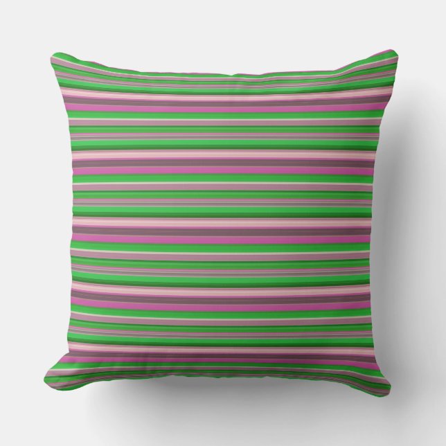 Cute violet green stripes cushion (Front)