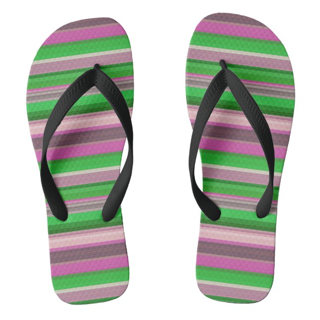 Cute violet green stripes jandals (Footbed)
