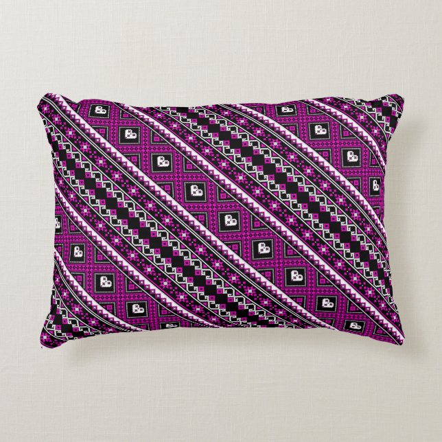 Cute violet lovely ukrainian patterns decorative cushion (Front)