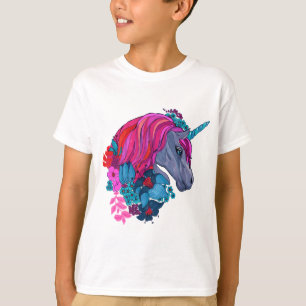 Cute Violet Magic Unicorn Fantasy Illustration T-Shirt