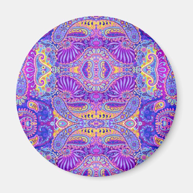Cute violet paisley pattern magnet (Front)