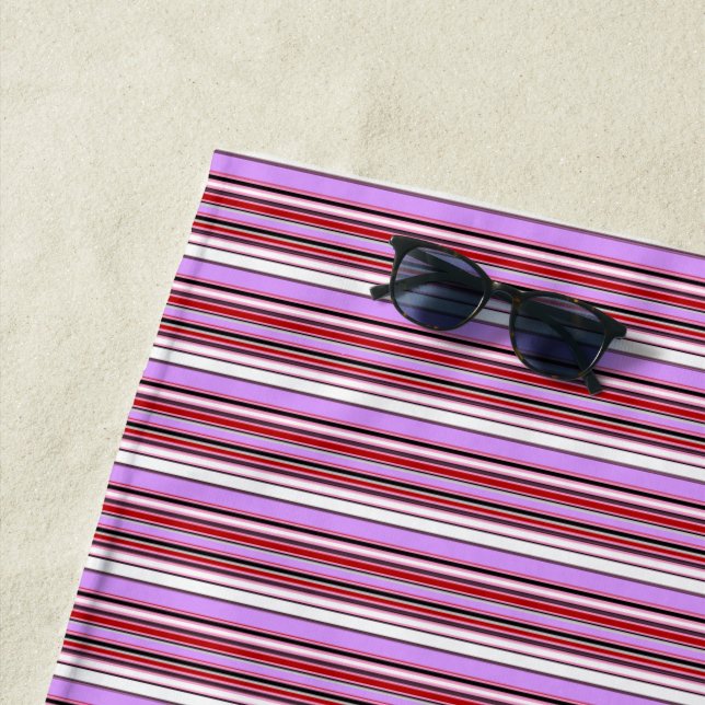 Cute violet red stripes beach towel (In Situ)