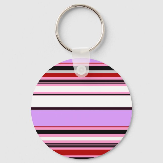 Cute violet red stripes key ring (Front)