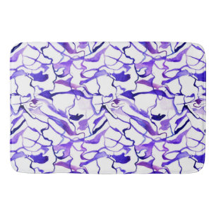 Cute violet watercolor abstract lines pattern bath mat