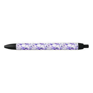 Cute violet watercolor abstract lines pattern latt blue ink pen
