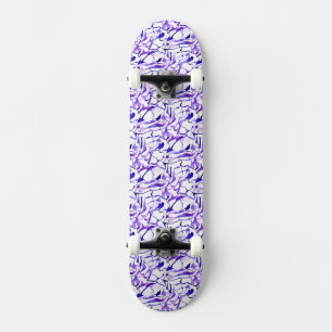 Cute violet watercolor abstract lines pattern latt skateboard