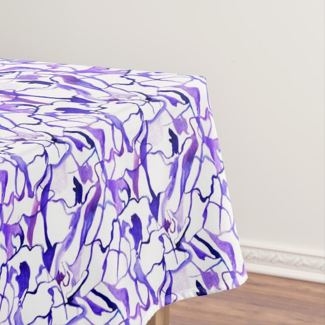 Cute violet watercolor abstract lines pattern tablecloth (In Situ)