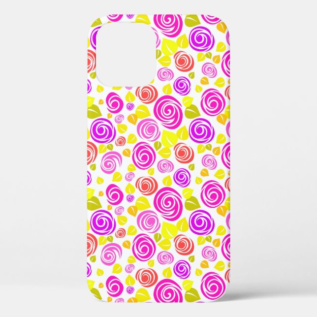 Cute violet yellow spring roses patterns Case-Mate iPhone case (Back)