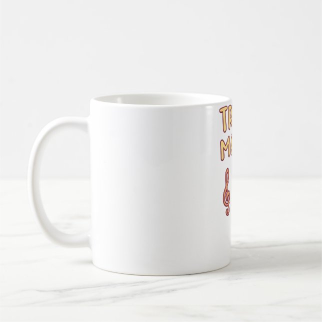 Cute Violin, Treble Maker Music Pun Coffee Mug (Left)