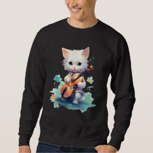 Cute Violinist Cat Violin Musician String Player W Sweatshirt