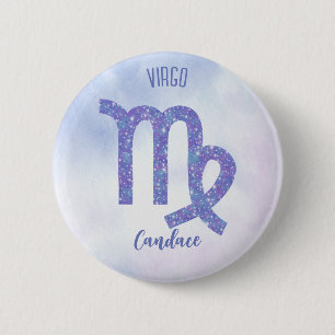 Cute Virgo Astrology Sign Personalised 6 Cm Round Badge