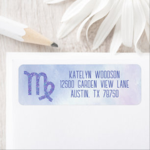 Cute Virgo Astrology Sign Purple Return Address