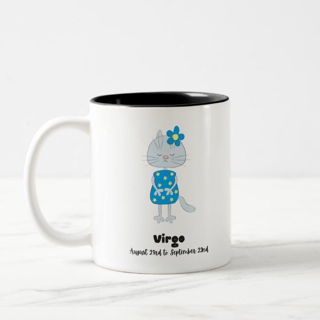 Cute Virgo Zodiac Cat Two-Tone Coffee Mug (Left)