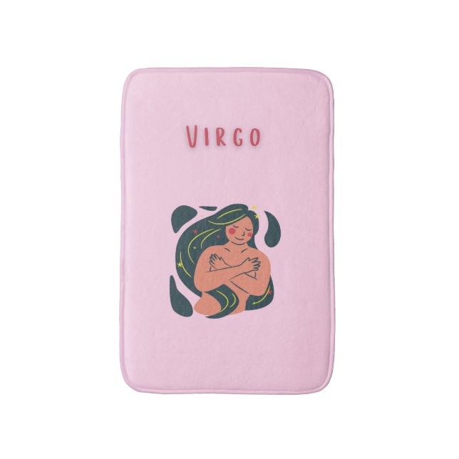 Cute Virgo, zodiac, star sign print Bath Mat (Front Vertical)