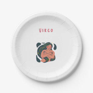 Cute Virgo, zodiac, star sign print Paper Plate