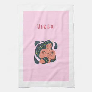 Cute Virgo, zodiac, star sign print Tea Towel