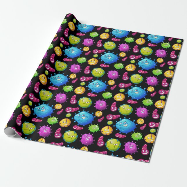 Cute Viruses Wrapping Paper (Unrolled)