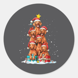 Cute Vizsla Viszla Dog Christmas Tree Xmas Hat Classic Round Sticker