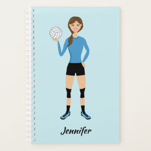 Cute Volleyball Girl Illustration With Custom Name Planner