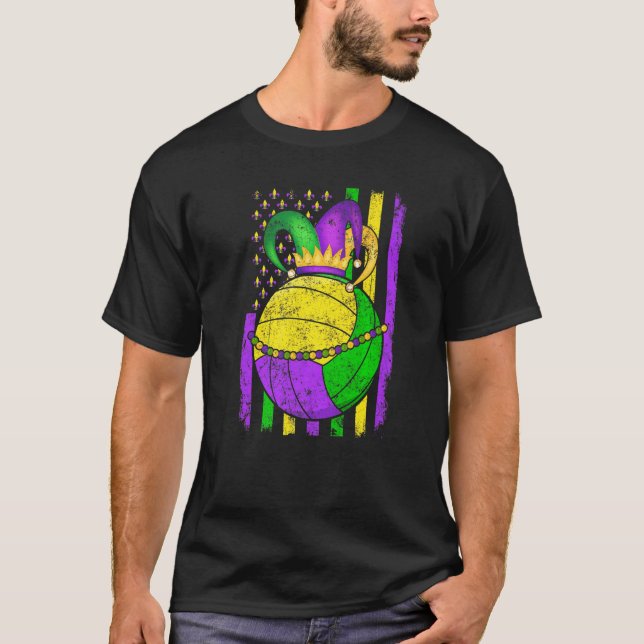 Cute Volleyball Mardi Gras Hat Party  Festival App T-Shirt (Front)