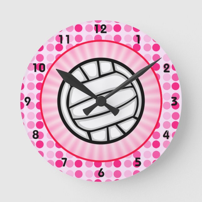 Cute Volleyball Round Clock (Front)