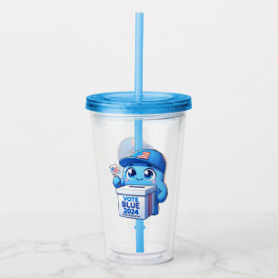 Cute Vote Blue 2024 Presidential Custom 16oz Blue Acrylic Tumbler