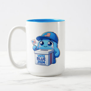 Cute Vote Blue 2024 Presidential Election 15 oz Two-Tone Coffee Mug