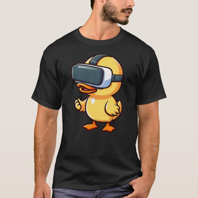 Cute VR Duck Virtual Reality Gamer Gaming T-Shirt (Front)