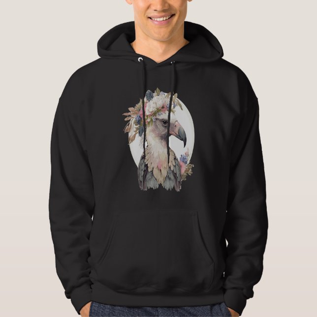 Cute Vulture Bird Flower Crown Floral Exotic Birds Hoodie (Front)