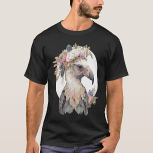 Cute Vulture Bird Flower Crown Floral Exotic Birds T-Shirt