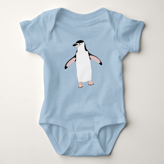 Cute Waddling Chinstrap Penguin Baby Bodysuit (Front)