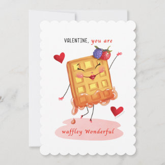 Cute Waffle Character Vintage Valentine Holiday Card