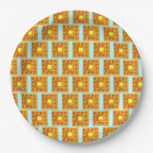 Cute Waffle With Butter And Syrup Paper Plate